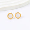 Titanium Steel Roman Round Earrings With Letters Numbers Text Geometric Style Electroplated