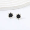 Titanium Steel Roman Round Earrings With Letters Numbers Text Geometric Style Electroplated