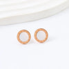 Titanium Steel Roman Round Earrings With Letters Numbers Text Geometric Style Electroplated
