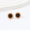 Titanium Steel Roman Round Earrings With Letters Numbers Text Geometric Style Electroplated
