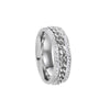 Titanium Steel Rotatable Chain Double Row Diamond U Shape Women's And Unisex Fashion Ring With Electroplating Treatment