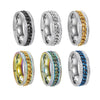 Titanium Steel Rotatable Chain Double Row Diamond U Shape Women's And Unisex Fashion Ring With Electroplating Treatment
