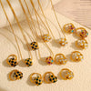 316L Stainless Steel Rotatable Diamondencrusted Pendant Earrings And Necklace Set Electroplated Minimalist Geometric Style