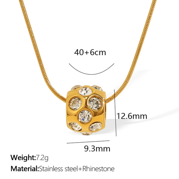 316L Stainless Steel Rotatable Diamondencrusted Pendant Earrings And Necklace Set Electroplated Minimalist Geometric Style
