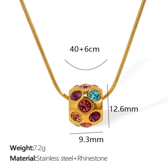 316L Stainless Steel Rotatable Diamondencrusted Pendant Earrings And Necklace Set Electroplated Minimalist Geometric Style