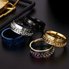 Titanium Steel Rotatable Ring With Letters Numbers Text Electroplating Unisex Hand Jewelry