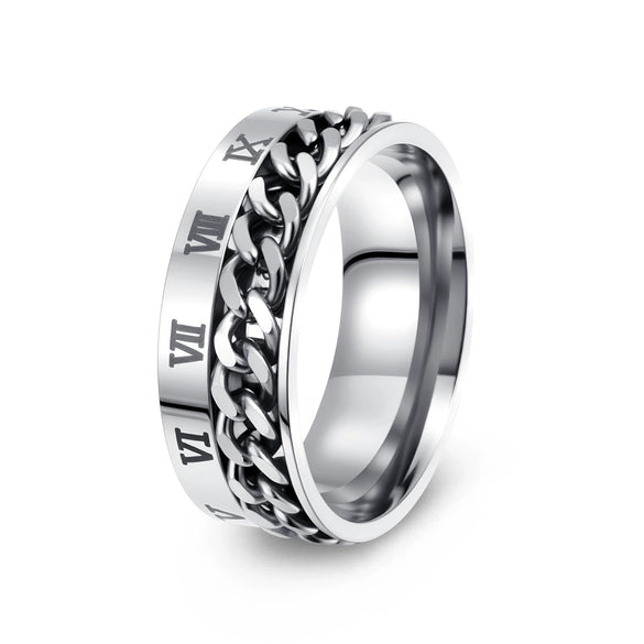 Titanium Steel Rotatable Ring With Letters Numbers Text Electroplating Unisex Hand Jewelry