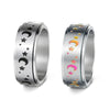 Titanium Steel Rotatable Ring With Stars And Moon Geometric Pattern For Unisex Apply Oil Treatment