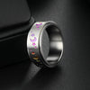 Titanium Steel Rotatable Ring With Stars And Moon Geometric Pattern For Unisex Apply Oil Treatment