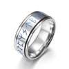 Titanium Steel Rotatable Viking Character Luminous Ring With Polishing For Men And Women Geometric Style
