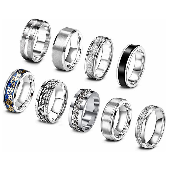 Titanium Steel Rotating Decompression Chain Ring Jewelry With Geometric Design