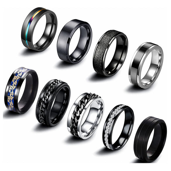 Titanium Steel Rotating Decompression Chain Ring Jewelry With Geometric Design