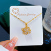 Titanium Steel Rotating Flower Zircon Necklace With Geometric Design