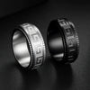 Titanium Steel Rotating Ring Jewelry With Geometric Pattern And Electroplating