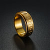 Titanium Steel Rotating Ring Jewelry With Geometric Pattern And Electroplating