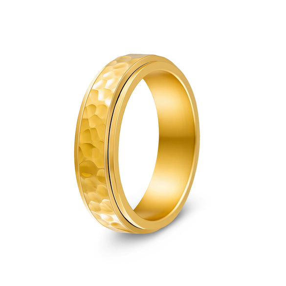 Titanium Steel Rotating Ring Manual Hammering Geometric Rotary Hammer Pattern Electroplating Decompression Ring