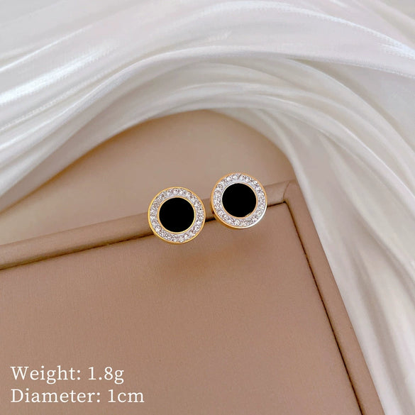 Titanium Steel Round Agate Geometric Style Electroplated Necklace For Female