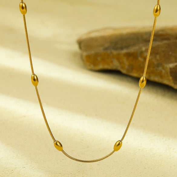 Titanium Steel Round Bead Clavicle Chain Necklace Electroplated Fashion Jewelry