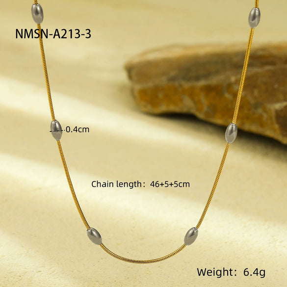 Titanium Steel Round Bead Clavicle Chain Necklace Electroplated Fashion Jewelry
