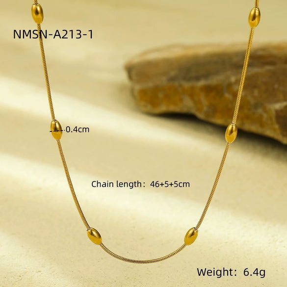 Titanium Steel Round Bead Clavicle Chain Necklace Electroplated Fashion Jewelry