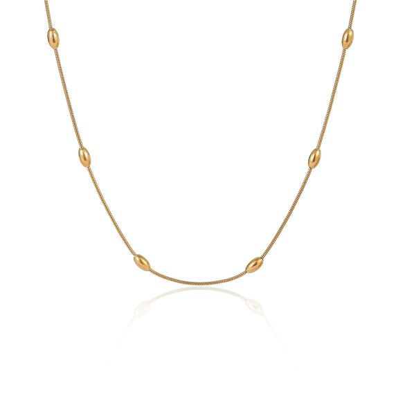 Titanium Steel Round Bead Clavicle Chain Necklace Electroplated Fashion Jewelry