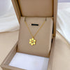 Titanium Steel Round Bead Sixpetal Flower Normcore Style Furnace Real Gold Electroplated Unisex Necklace