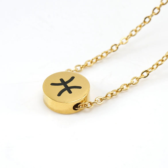 316L Stainless Steel Round Constellation Symbol Pendant Necklace For Women