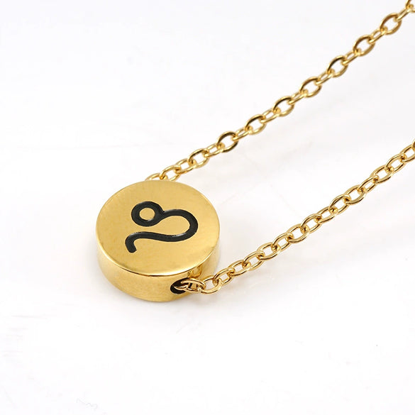 316L Stainless Steel Round Constellation Symbol Pendant Necklace For Women