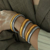 316L Stainless Steel Round Elastic Ring Bracelet With Retro Striped And Dragon Scale Pattern Electroplated For Women Fashionable And Trendy