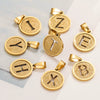 Titanium Steel Round Letter Pendant Jewelry With Sand Pressure And Electroplating Design