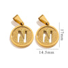 Titanium Steel Round Letter Pendant Jewelry With Sand Pressure And Electroplating Design