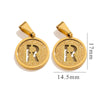 Titanium Steel Round Letter Pendant Jewelry With Sand Pressure And Electroplating Design