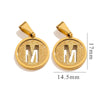 Titanium Steel Round Letter Pendant Jewelry With Sand Pressure And Electroplating Design