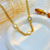 Titanium Steel Round Plate Chain Necklace Simple Punk Retro Hiphop Style With Electroplating For Women