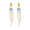 Titanium Steel Round Shell Blue Eyes Diamondembedded Chain Tassel Earrings For Women