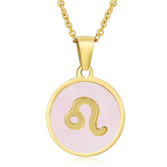 316L Stainless Steel Round Shell Constellation Necklace For Women With Vacuum Plating