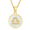 316L Stainless Steel Round Shell Constellation Necklace For Women With Vacuum Plating
