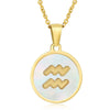 316L Stainless Steel Round Shell Constellation Necklace For Women With Vacuum Plating
