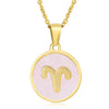 316L Stainless Steel Round Shell Constellation Necklace For Women With Vacuum Plating