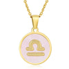 316L Stainless Steel Round Shell Constellation Necklace For Women With Vacuum Plating