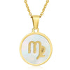 316L Stainless Steel Round Shell Constellation Necklace For Women With Vacuum Plating