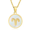 316L Stainless Steel Round Shell Constellation Necklace For Women With Vacuum Plating