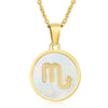 316L Stainless Steel Round Shell Constellation Necklace For Women With Vacuum Plating