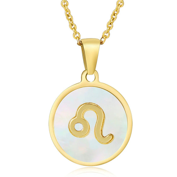 316L Stainless Steel Round Shell Constellation Necklace For Women With Vacuum Plating