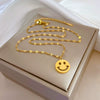 Titanium Steel Round Smiling Face Geometric Fashion Minimalist Electroplated Necklace For Women And Unisex