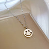 Titanium Steel Round Smiling Face Geometric Fashion Minimalist Electroplated Necklace For Women And Unisex