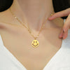 Titanium Steel Round Smiling Face Geometric Fashion Minimalist Electroplated Necklace For Women And Unisex