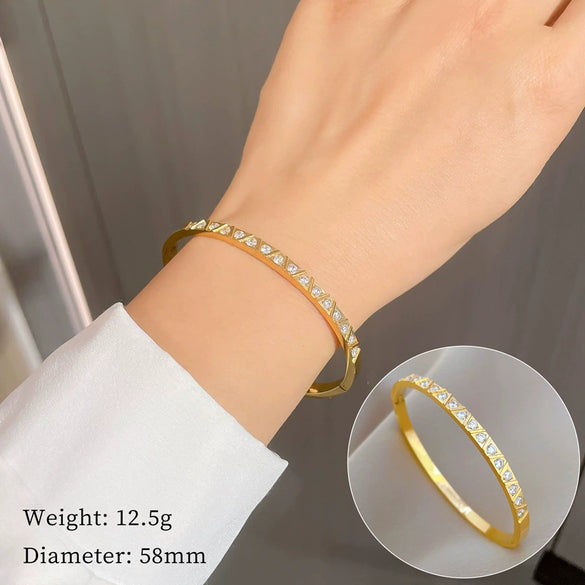 Titanium Steel Round Zircon Minimalist Retro Electroplated Bracelet