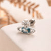 Titanium Steel Saturn Earrings With Zircon For Women