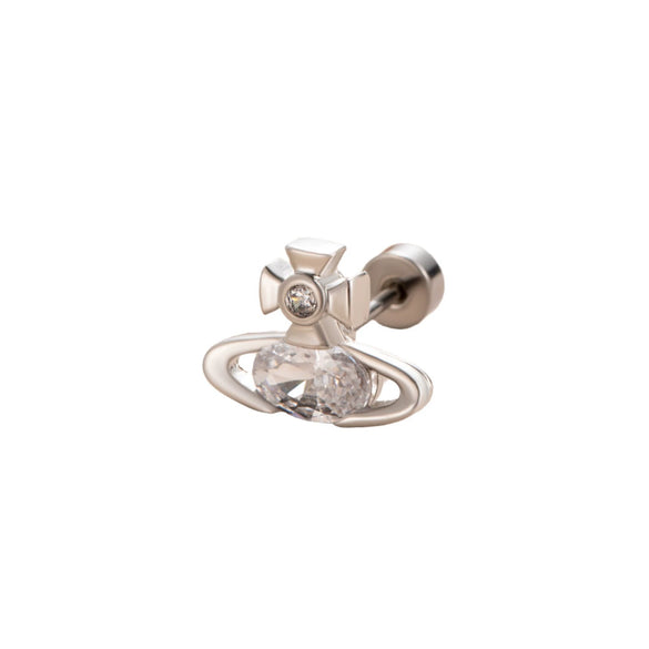 Titanium Steel Saturn Earrings With Zircon For Women